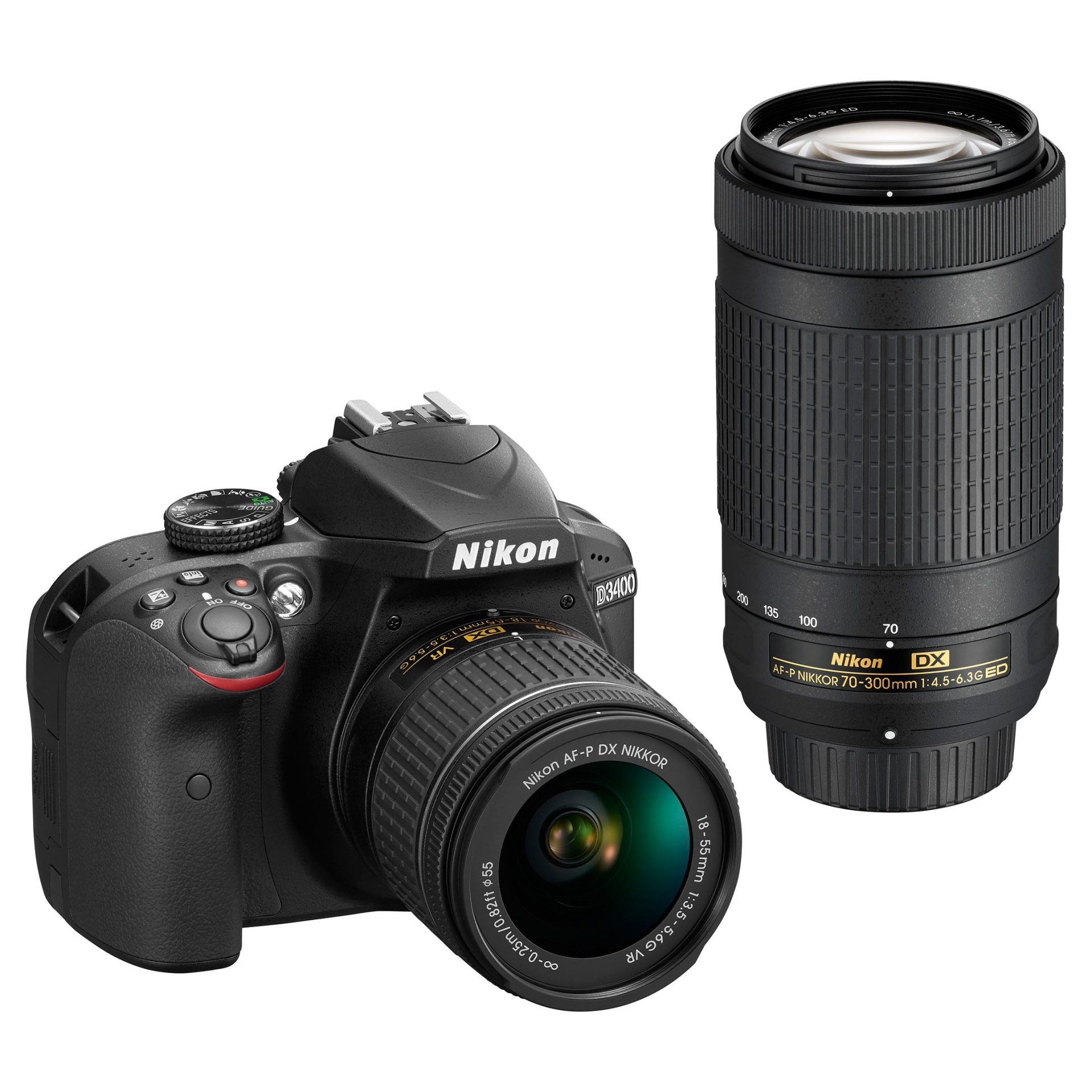 slide 1 of 1, Nikon DSLR D3400 Camera 2-Lens Kit Black, 1 ct