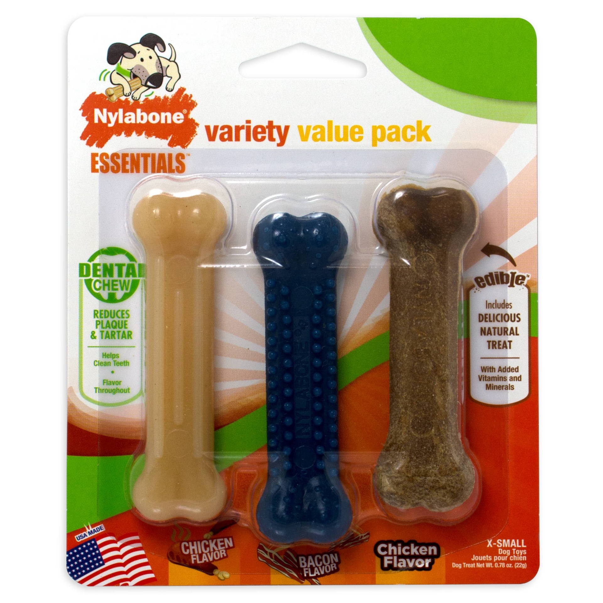 slide 1 of 2, Nylabone Essentials Variety Value Chew Toy, 3 ct