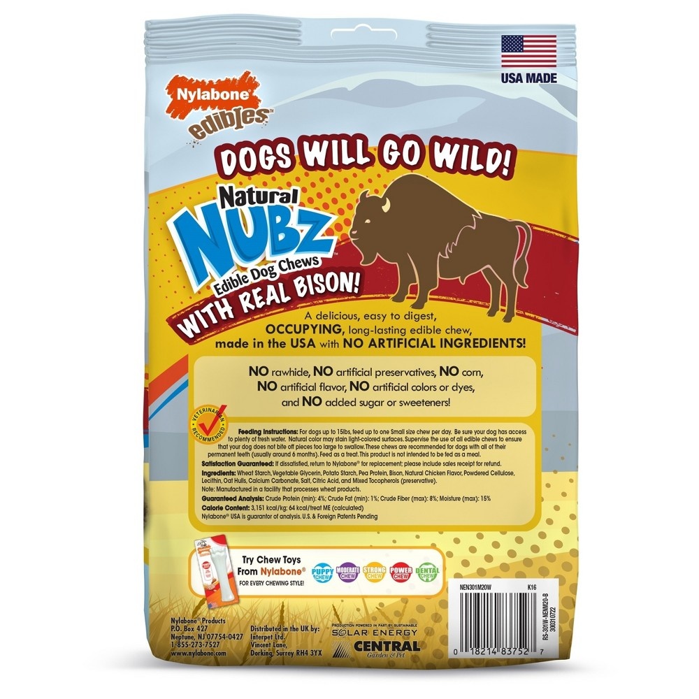 slide 2 of 2, Nylabone Natural Small Nubz With Wild Bison Flavored Chews, 20 ct