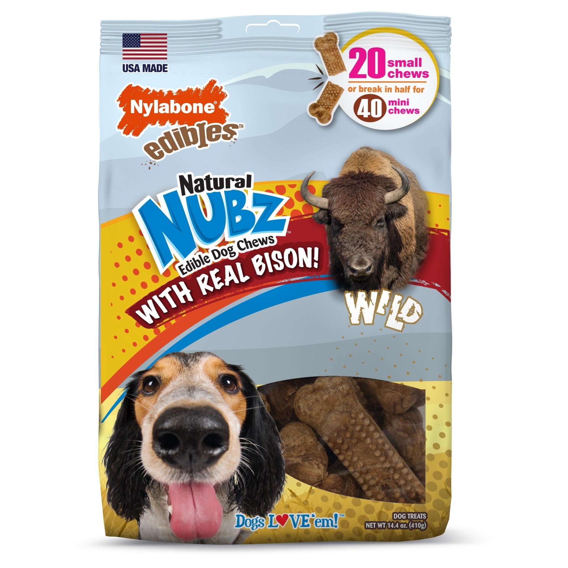 slide 1 of 2, Nylabone Natural Small Nubz With Wild Bison Flavored Chews, 20 ct