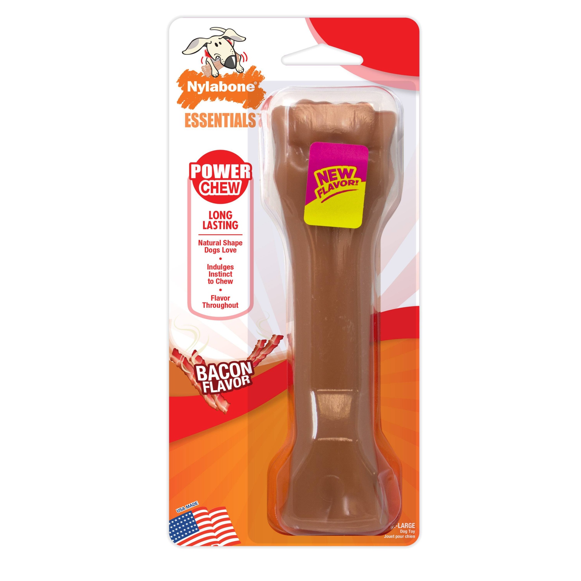 slide 1 of 1, Nylabone Souper Bacon Bone Chew Toy - Brown, 1 ct