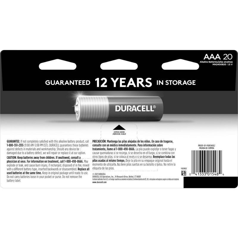 slide 6 of 6, Duracell Coppertop AAA Batteries - 20pk Alkaline Battery, 20 ct