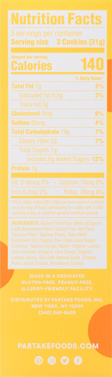 slide 5 of 12, Partake Soft Lemon Cookies 5.5 oz, 5.5 oz