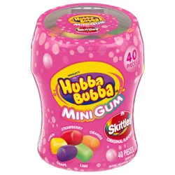 HUBBA BUBBA Minis SKITTLES Flavored Bubble Gum, 40 Ct Resealable Bottle