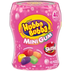 HUBBA BUBBA Minis SKITTLES Flavored Bubble Gum, 40 Ct Resealable Bottle
