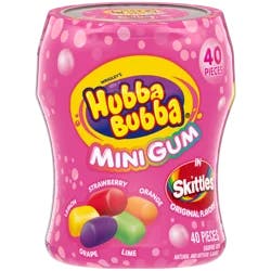 HUBBA BUBBA Minis SKITTLES Flavored Bubble Gum, 40 Ct Resealable Bottle