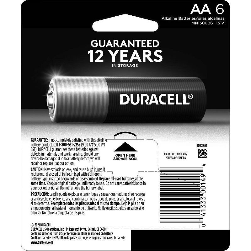 slide 6 of 6, Duracell Coppertop AA Batteries - 6pk Alkaline Battery, 6 ct