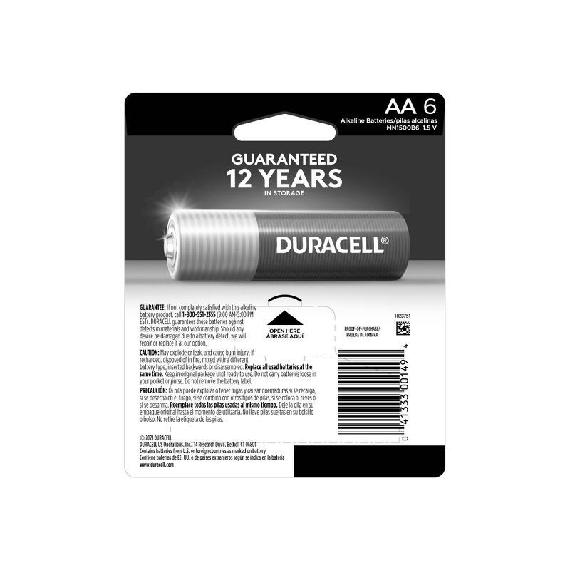 slide 6 of 6, Duracell Coppertop AA Batteries - 6pk Alkaline Battery, 6 ct