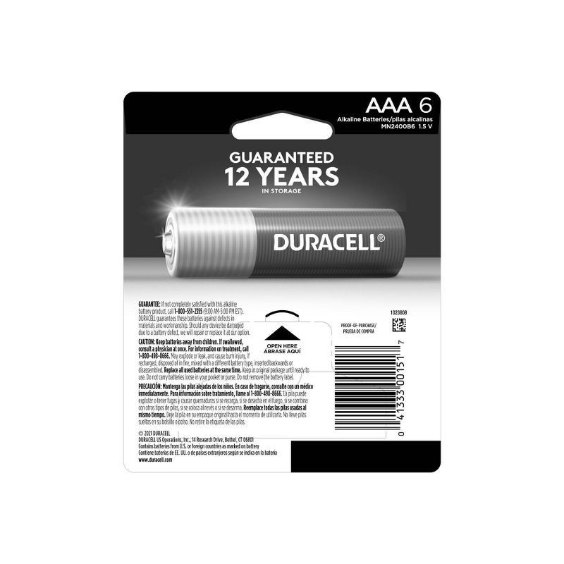 slide 6 of 6, Duracell Coppertop AAA Batteries - 6pk Alkaline Battery, 6 ct