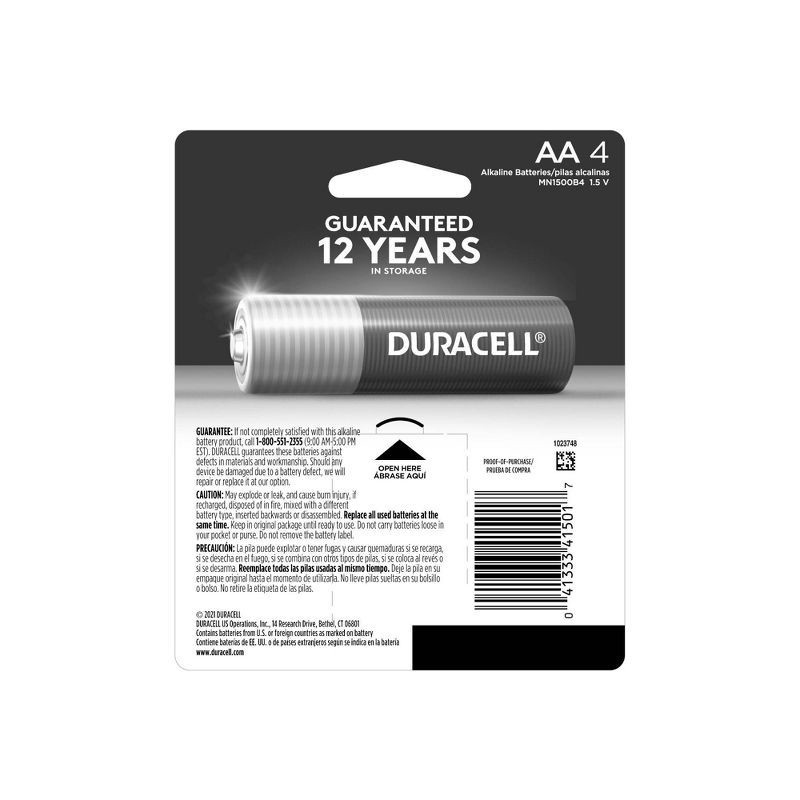 slide 6 of 6, Duracell Coppertop AA Batteries - 4pk Alkaline Battery, 4 ct