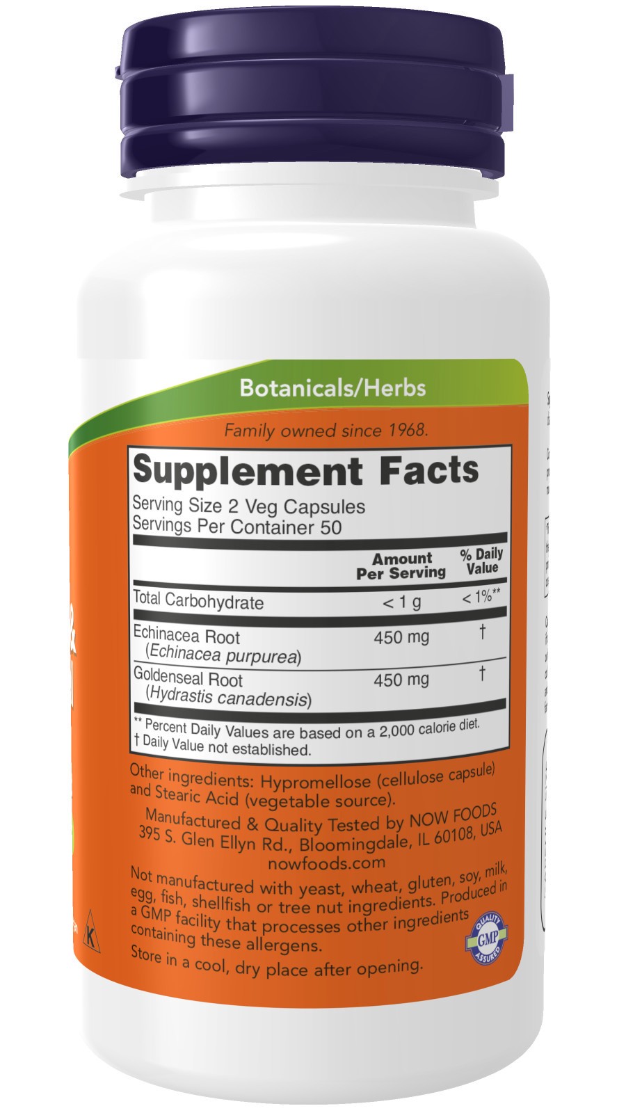slide 3 of 4, NOW Supplements Echinacea & Goldenseal Root - 100 Veg Capsules, 100 ct