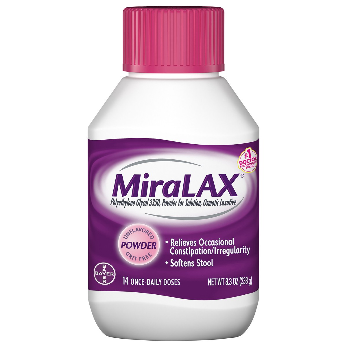 slide 1 of 37, Miralax Powder Osmotic Unflavored Laxative 8.3 oz Bottle, 