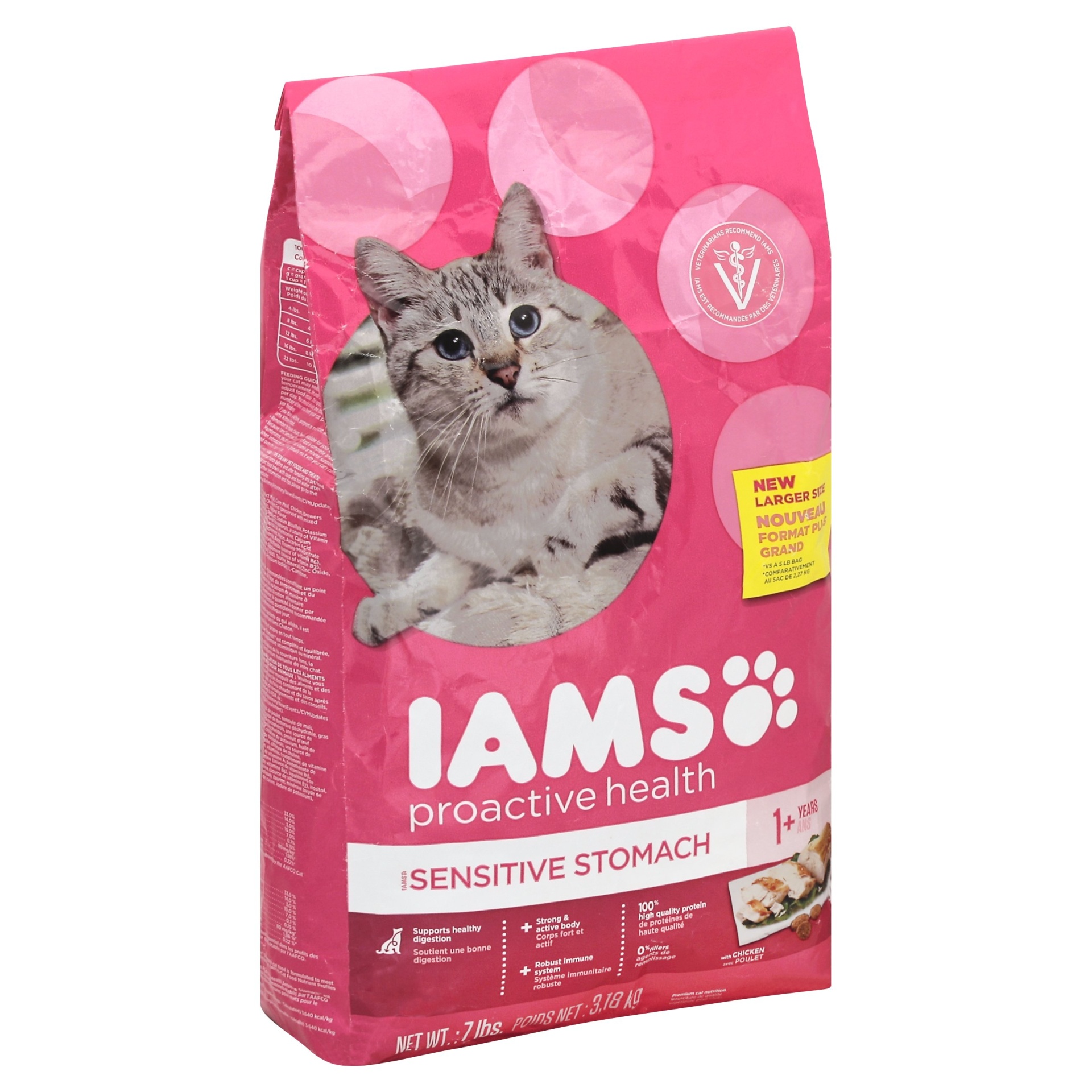 slide 1 of 9, IAMS Sensitive Stomach Proactive Health Cat Food, 7 lb