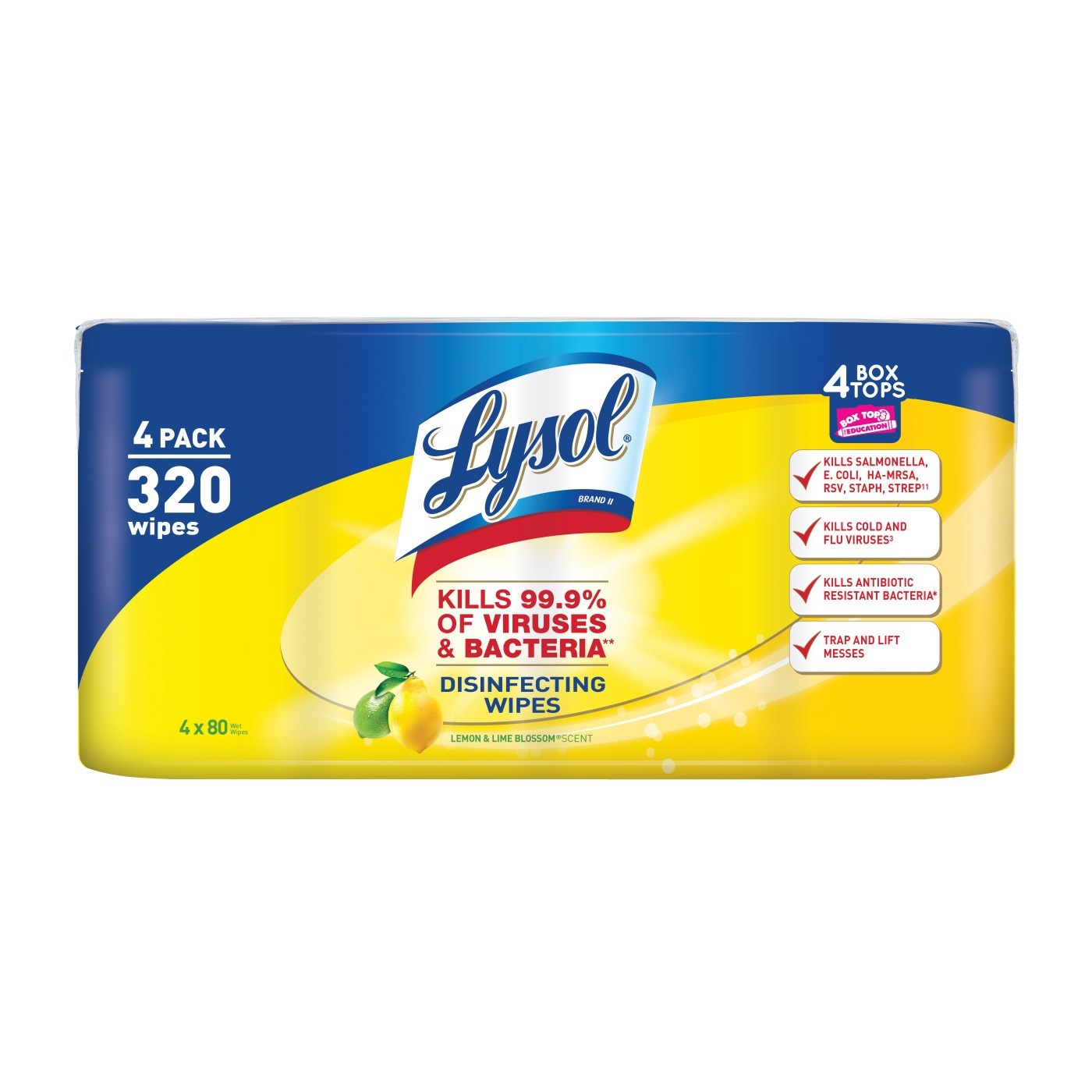 slide 1 of 7, Lysol Lemon Disinfecting Wipes 320 Wipes, 320 ct