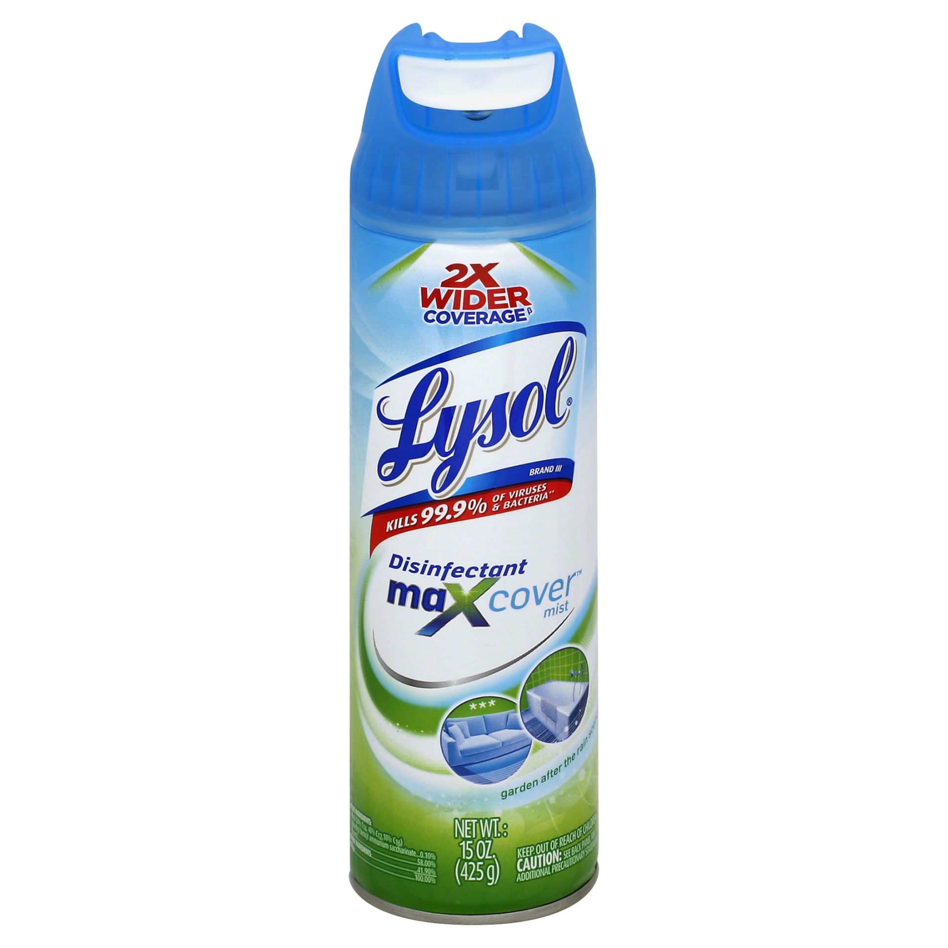 slide 1 of 4, Lysol Max Cover Disinfectant Mist, Garden After Rain, 15 oz