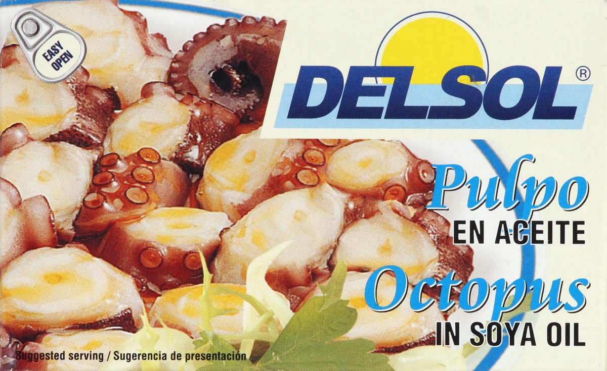 slide 4 of 4, Del Sol Octopus, In Soya Oil, 4 oz