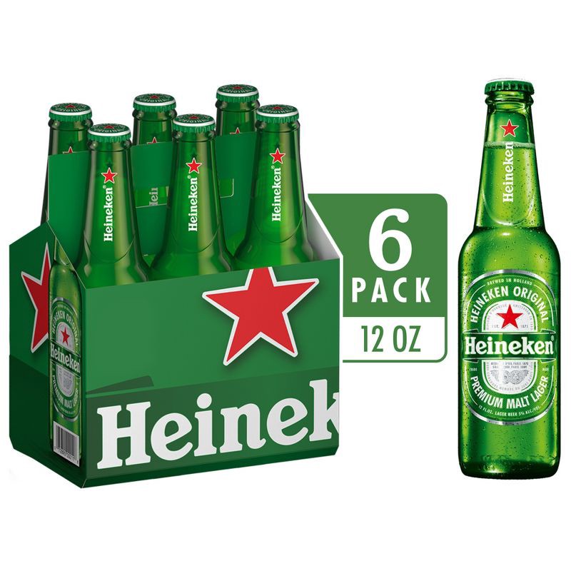 slide 1 of 7, Heineken Original Lager Beer - 6pk/12 fl oz Bottles, 6 ct; 12 fl oz