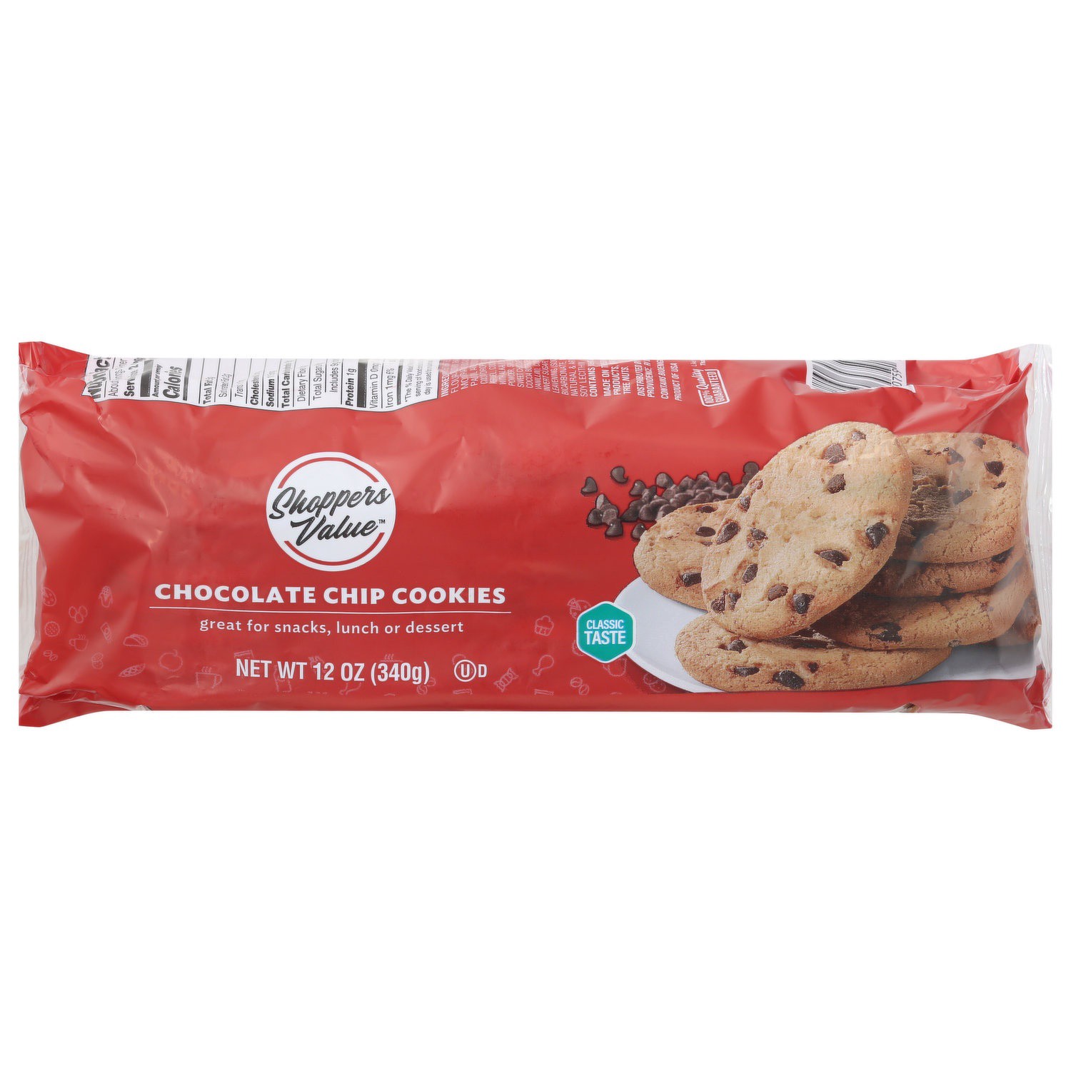 slide 1 of 1, Shoppers Value Choc Chip Cookie, 12 oz