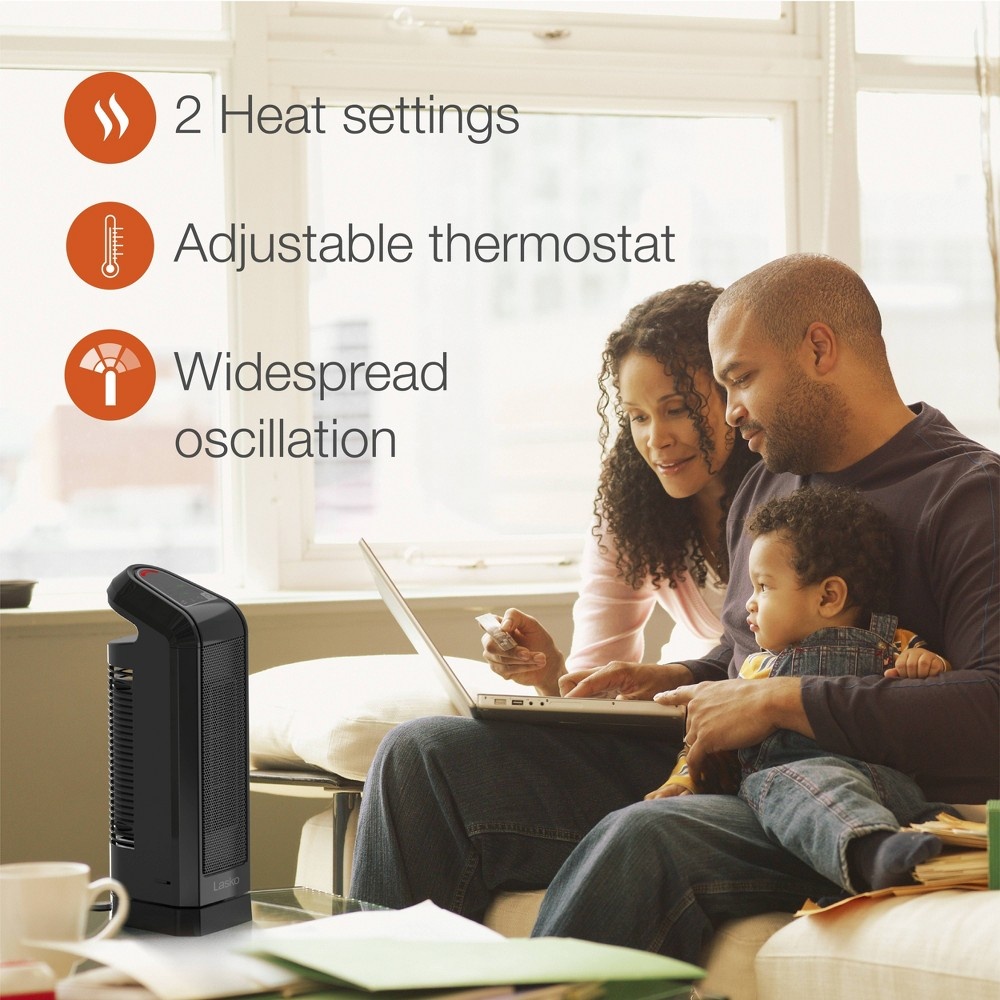 slide 4 of 7, Lasko Tower Indoor Heater w/ Electric Control Gray 1500W CT16558/CT16511, 1 ct