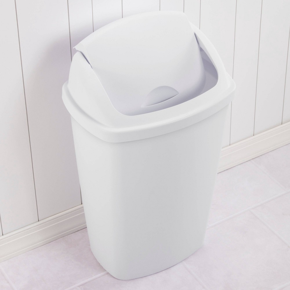 13gal Swing Top Waste Basket White - Brightroom™