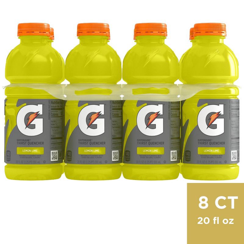 slide 1 of 7, Gatorade Lemon Lime Sports Drink - 8pk/20 fl oz Bottles, 8 ct; 20 fl oz