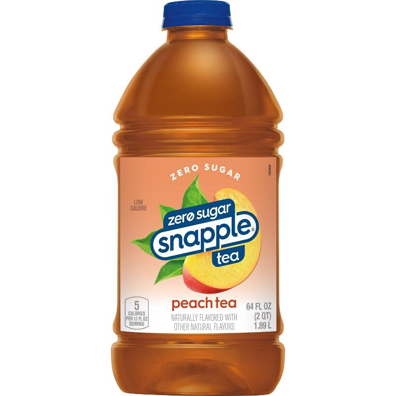 slide 2 of 5, Snapple Zero Sugar Peach Tea - 64 fl oz Bottle, 64 fl oz