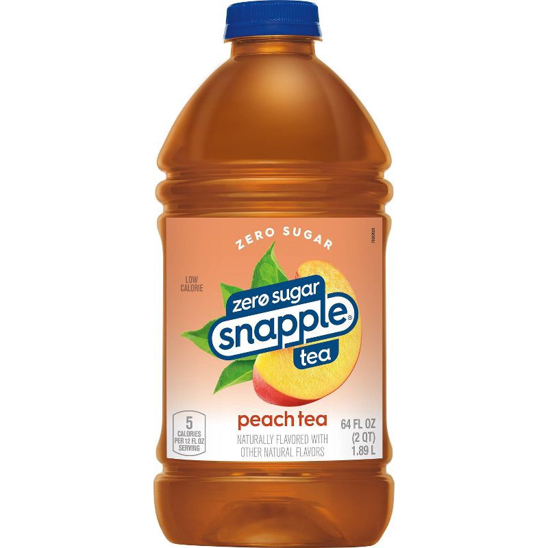 slide 3 of 6, Snapple Zero Sugar Peach Tea - 64 fl oz Bottle, 64 fl oz