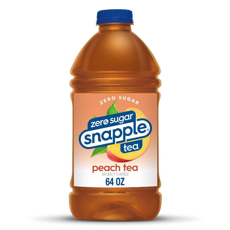 slide 1 of 5, Snapple Zero Sugar Peach Tea - 64 fl oz Bottle, 64 fl oz