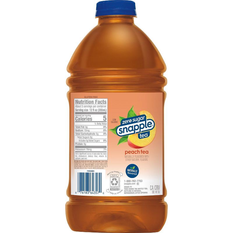 slide 4 of 6, Snapple Zero Sugar Peach Tea - 64 fl oz Bottle, 64 fl oz