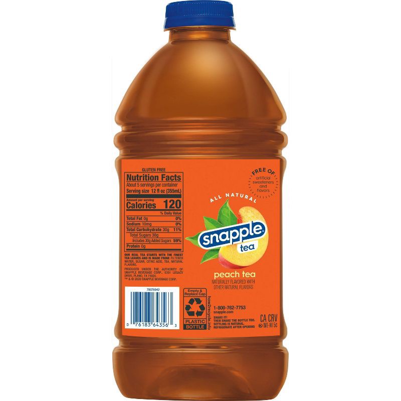 slide 5 of 7, Snapple Peach Tea - 64 fl oz Bottle, 64 fl oz