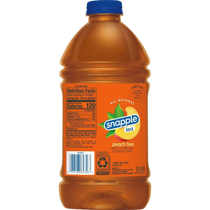 slide 6 of 6, Snapple Peach Tea - 64 fl oz Bottle, 64 fl oz