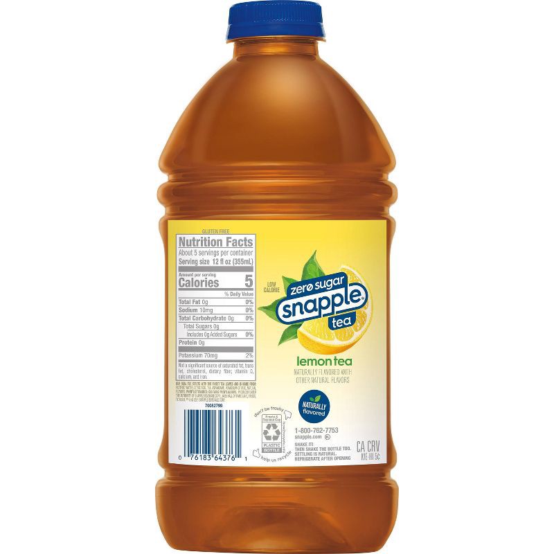 slide 3 of 5, Snapple Zero Sugar Lemon Tea - 64 fl oz Bottle, 64 fl oz