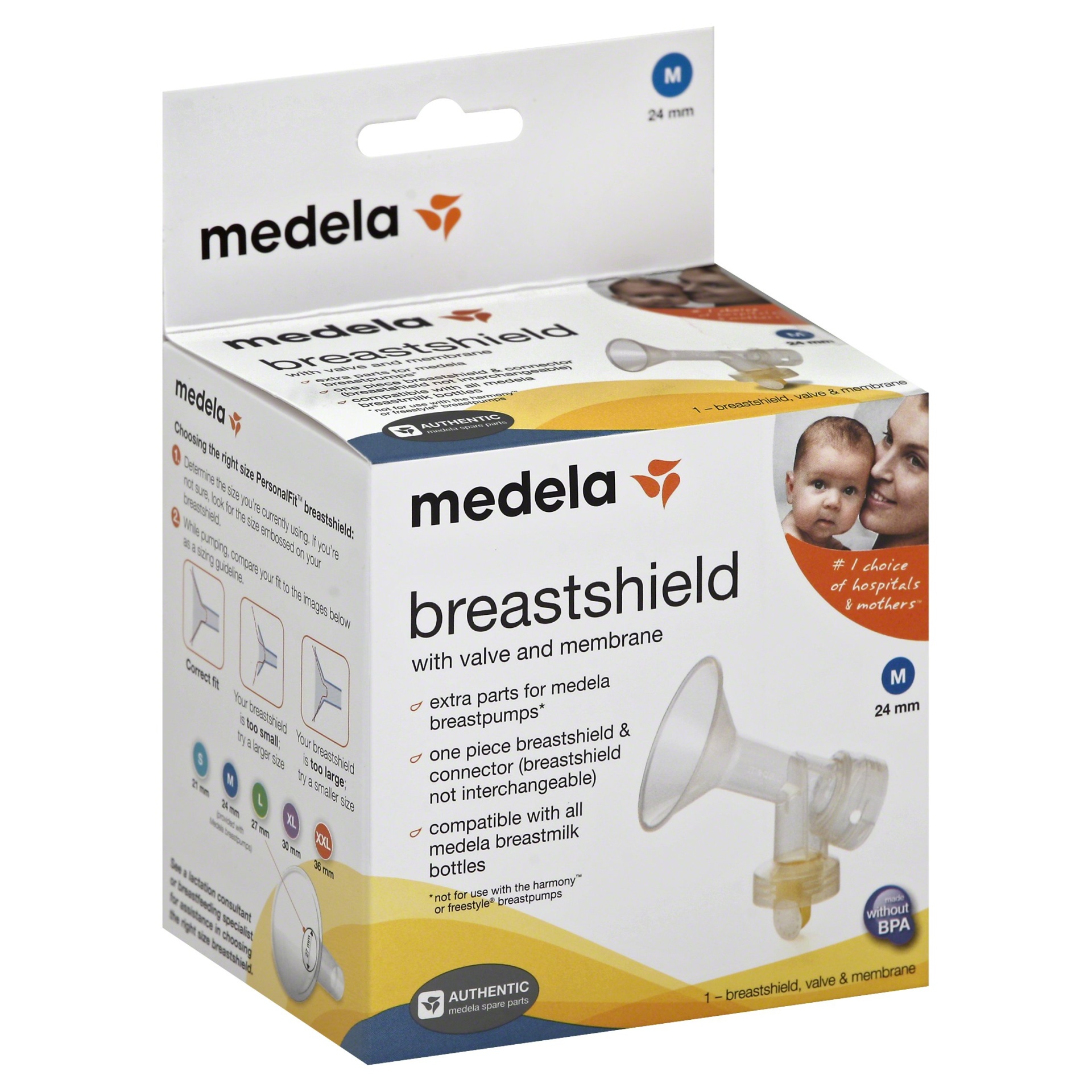 slide 1 of 4, Medela Breastshield With Valve Membrane - 24mm, 1 ct