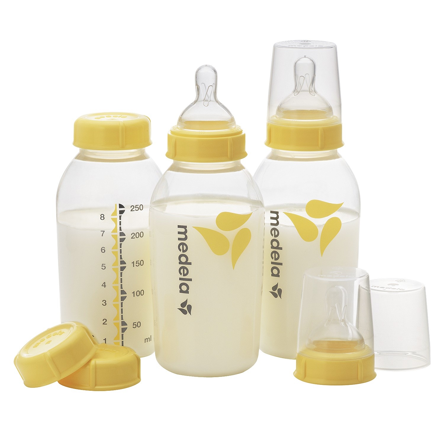 slide 1 of 3, Medela Breast Milk Bottle, Collection and Storage Containers Set, 3 ct, 8 oz