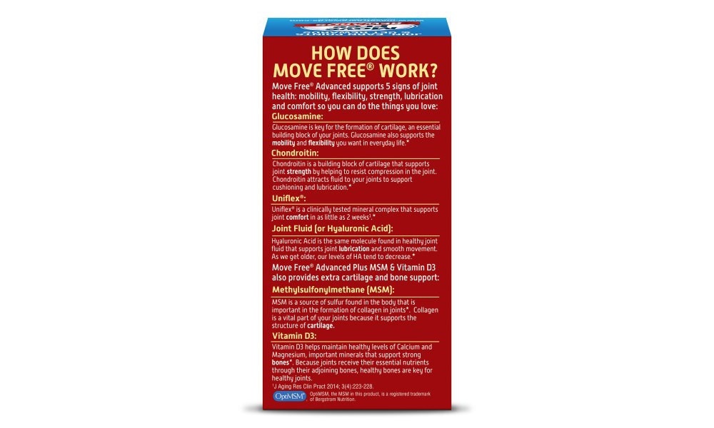 slide 3 of 3, Move Free Advanced Glucosamine Chondroitin MSM & Vitamin D3 Joint Dietary Supplement Tablets, 80 ct