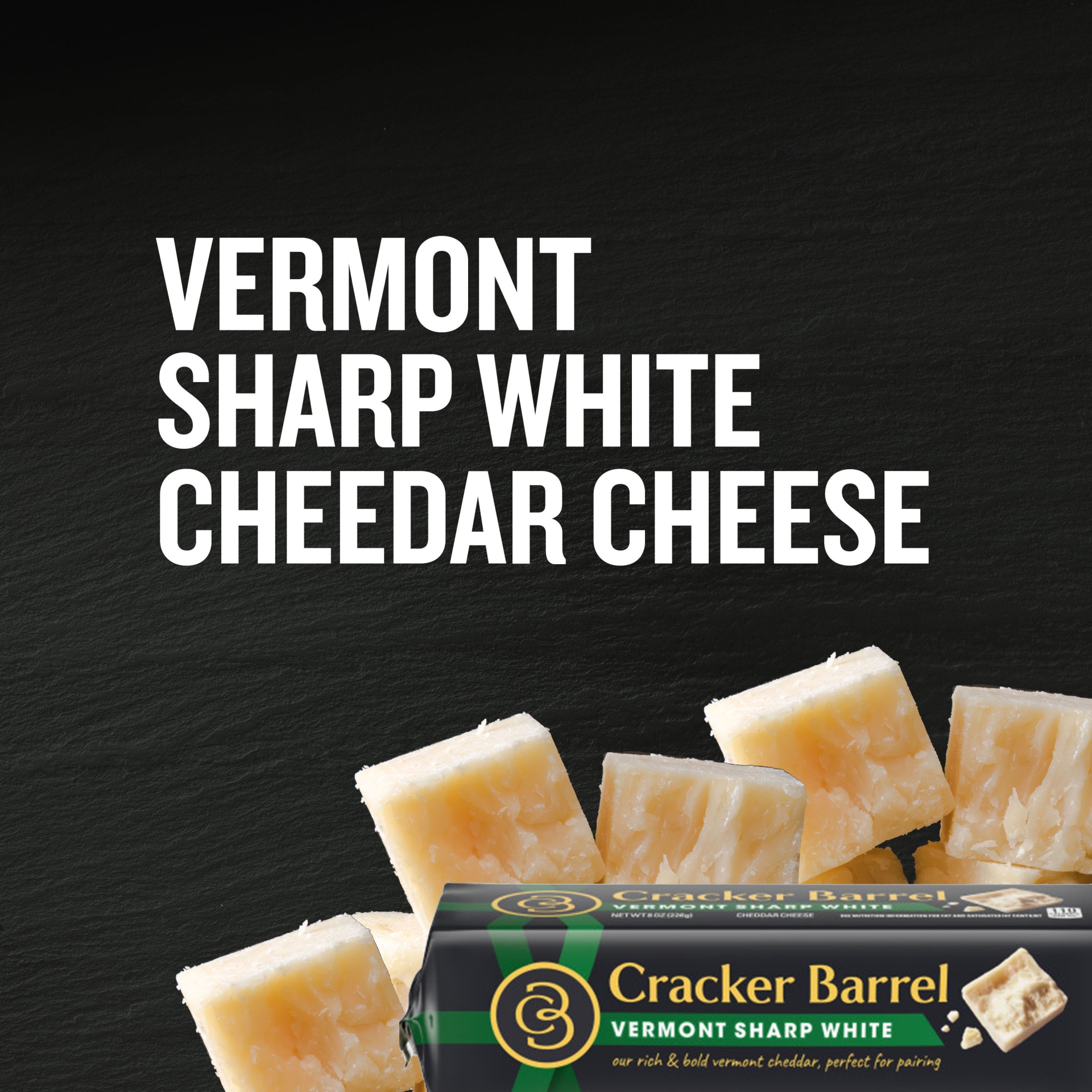 slide 3 of 9, Cracker Barrel Vermont Sharp White Cheddar Cheese, 8 oz