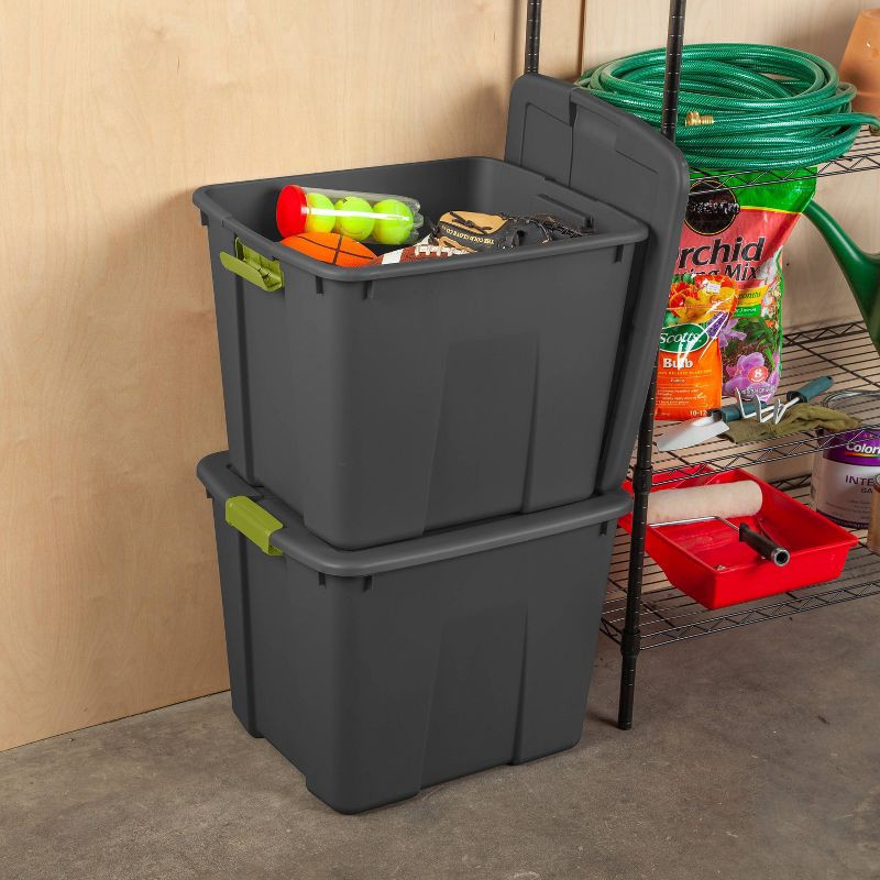 slide 4 of 8, Sterilite 20gal Latching Tote Gray/Green, 20 gal