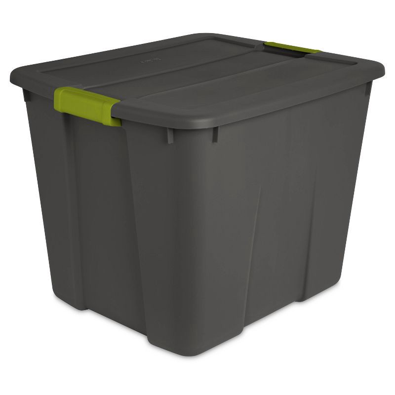 slide 1 of 8, Sterilite 20gal Latching Tote Gray/Green, 20 gal