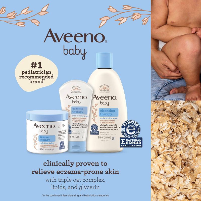 slide 4 of 9, Aveeno Baby Eczema Therapy Soothing Oatmeal Bath Treatment for Relief of Dry, Itchy Skin - 3.75oz - 5ct, 3.75 oz, 5 ct