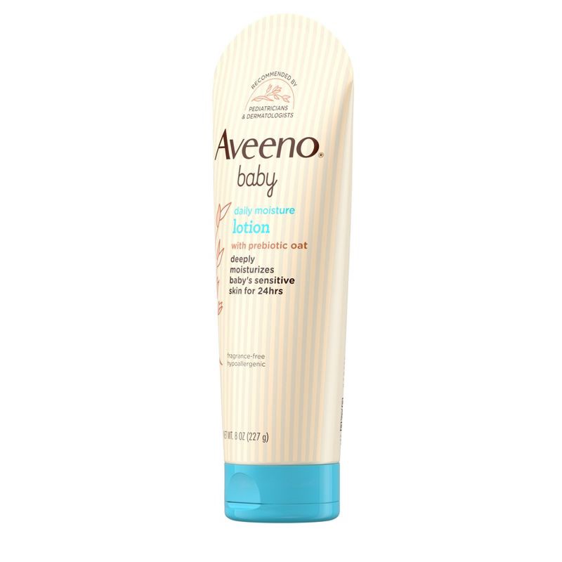 slide 4 of 8, Aveeno Baby Daily Moisture Body Lotion for Delicate Skin with Natural Colloidal Oatmeal & Dimethicone - 8oz, 8 oz