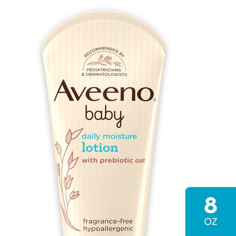 slide 1 of 8, Aveeno Baby Daily Moisture Body Lotion for Delicate Skin with Natural Colloidal Oatmeal & Dimethicone - 8oz, 8 oz