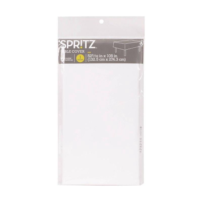 slide 2 of 4, White Plastic Table Cloth - Spritz™, 1 ct