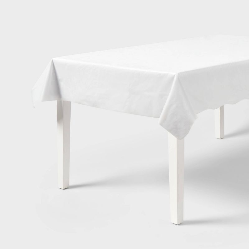 slide 1 of 4, White Plastic Table Cloth - Spritz™, 1 ct
