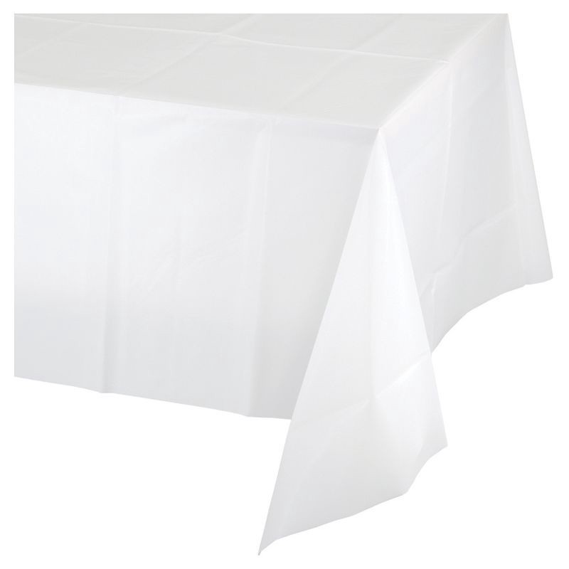 slide 1 of 4, White Plastic Table Cloth - Spritz™, 1 ct