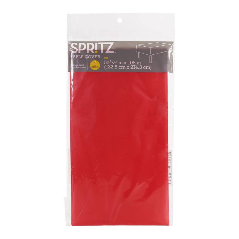 slide 2 of 4, 108" x 52.2" Classic Scalloped Edge Plastic Table Cover Red - Spritz, 1 ct