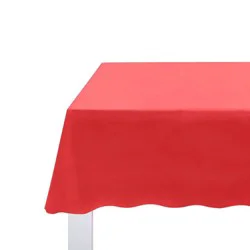 108" x 52.2" Classic Scalloped Edge Plastic Table Cover Red - Spritz
