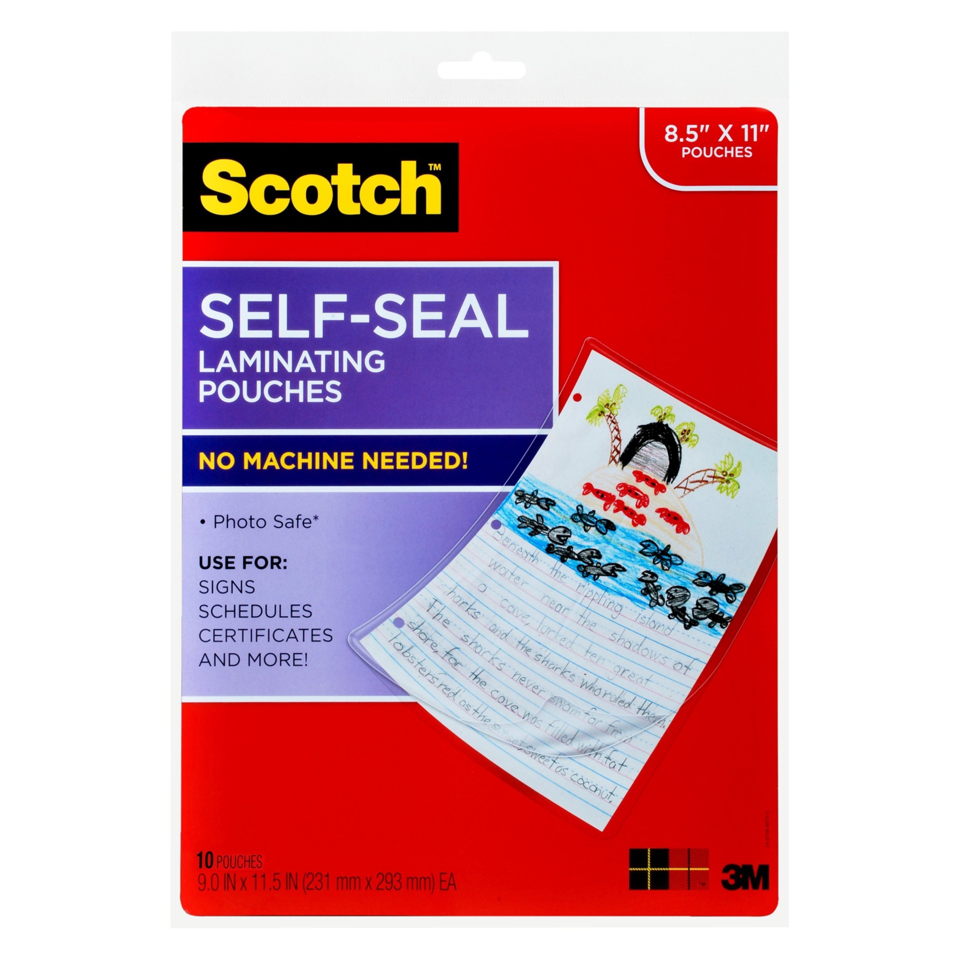 Scotch 10ct 8.5 x 11 Self-Seal Laminating Pouches 10 ct