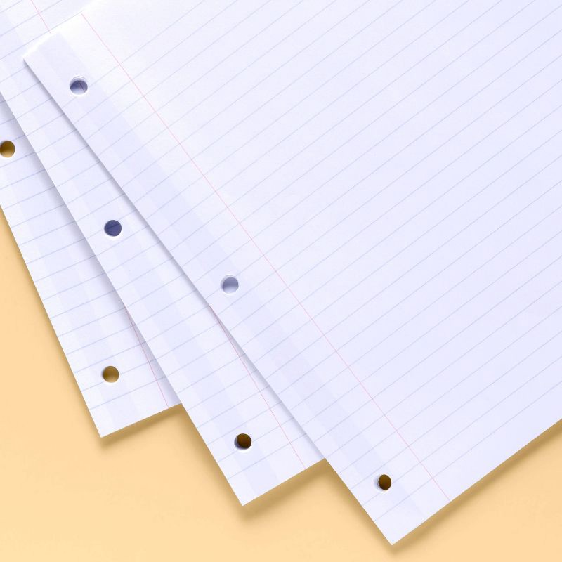 slide 2 of 3, 100ct Wide Ruled Reinforced Notebook Filler Paper - up&up™: 10.5x8 Inches, Loose Leaf, 20 lb, White, 100 Sheets, 100 ct, 20 lb, 100 sheets