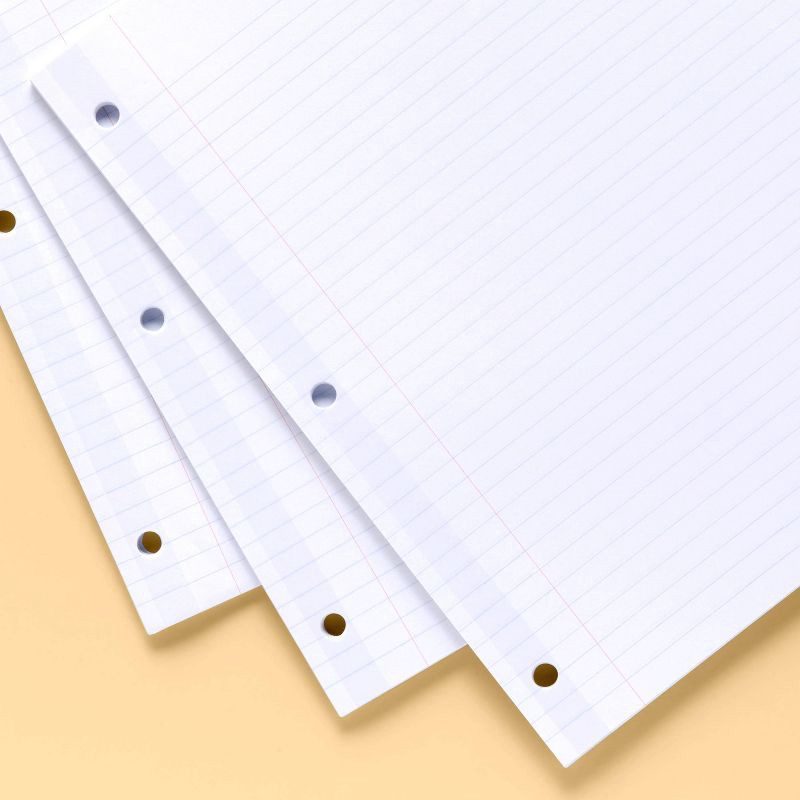 slide 2 of 3, 100ct College Ruled Reinforced Notebook Filler Paper - up&up™: 10.5x8 Inches, Loose Leaf, 20 lb, White, 100 Sheets, 100 ct, 20 lb, 100 sheets