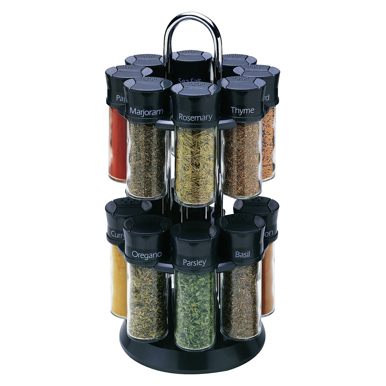 slide 1 of 1, Olde Thompson 16 Jar Spice Rack - Black, 1 ct